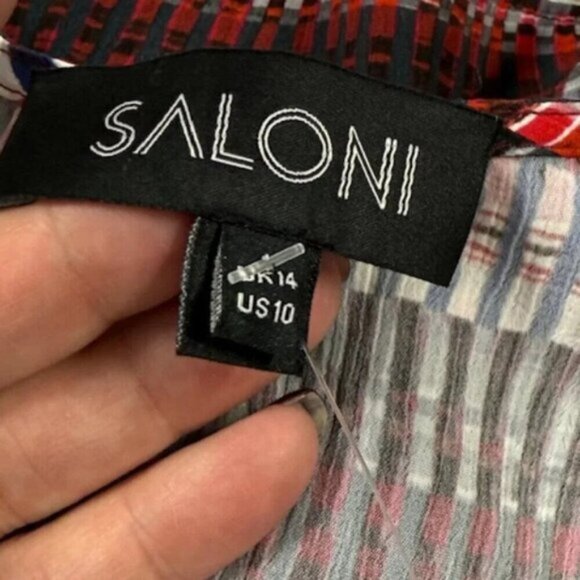 Saloni Vida Ruffled Silk Georgette Asymmetric Hem Floral Midi Dress Sz 10 - Picture 3 of 10